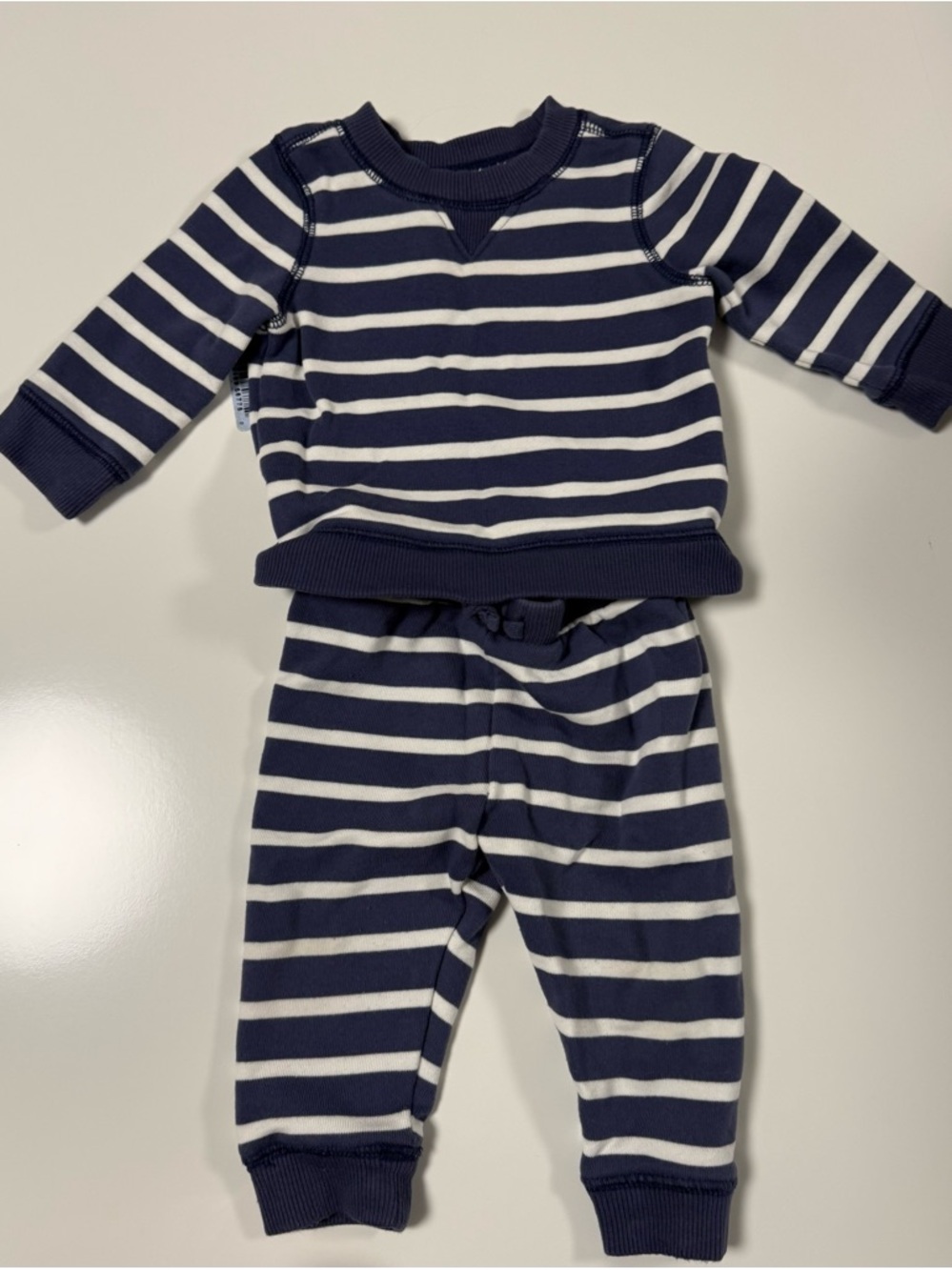 Janie and Jack Navy and White Striped  Set